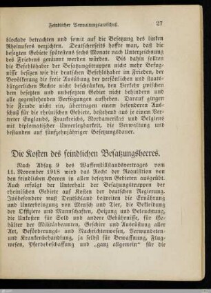 Die Kosten des feindlichen Besatzungsheeres