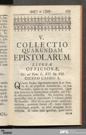 V. Collectio Quarundam Epistolarum.