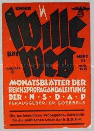 Monatsschrift der Propagandaleitung der NSDAP "Unser Wille und Weg" u.a. über den Reichsnährstand