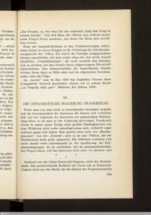 III. Die diplomatische Isolierung Frankreichs