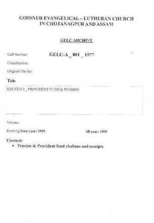KSS STAFF PROVIDENT FUND & PENSION