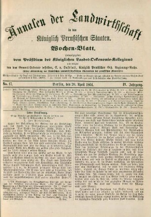 No. 17. Berlin, den 20. April 1864. IV. Jahrgang.