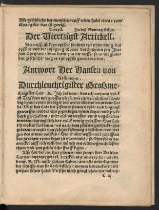 Der Viertzigst Artickell.