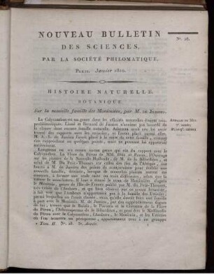 Nouveau Bulletin des Sciences, par la Société Philomatique. Paris. Janvier 1810., 28