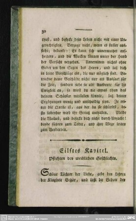 Eilftes Kapitel. Pflichten des weiblichen Geschlechts