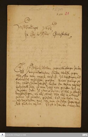Brief von Ferdinand Strormann an August Hermann Francke.