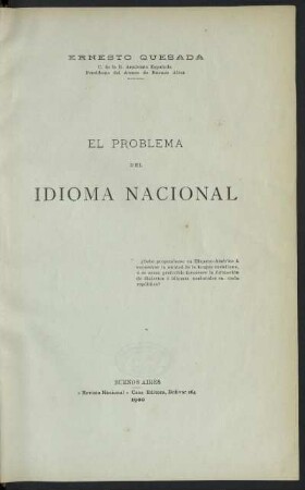 El problema del idioma nacional