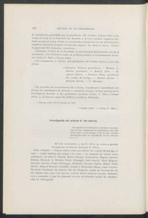 Investigación del artículo 6° del decreto