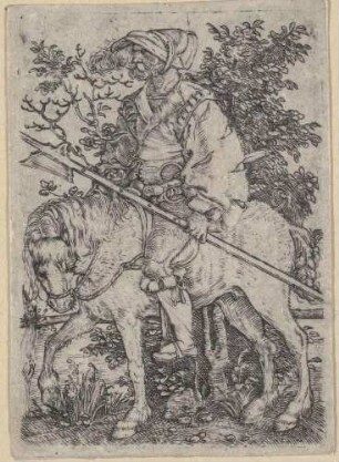 Hellebardier auf einem Pferd