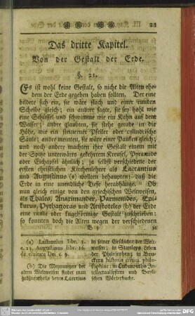 Das dritte Kapitel. Von der Gestalt der Erde