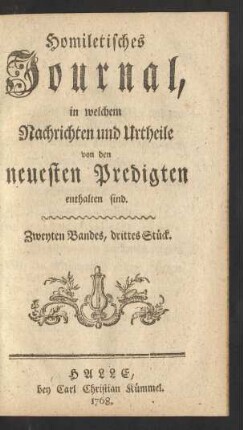 Zweyten Bandes, drittes Stück