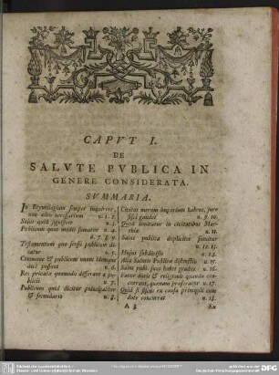 Caput I. De Salute Publica In Genere Considerata