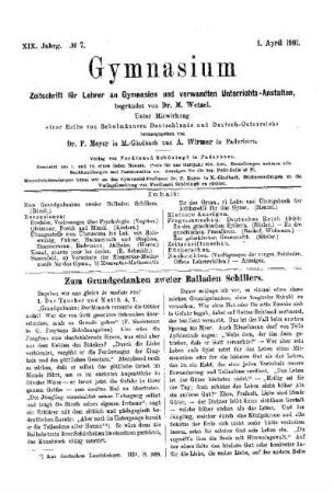 Zum Grundgedanken zweier Balladen Schillers