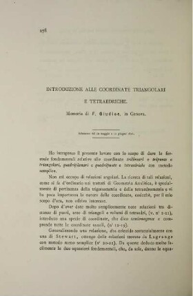 Introduzione alle coordinate triangolari e tetraedriche.