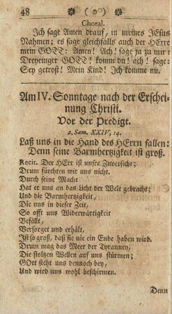 Am IV. Sonntage nach der Erscheinung Christi.