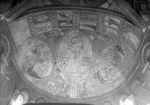 Gnadenstuhl, Auferstehung, Evangelistensymbole und die klugen und törichten Jungfrauen