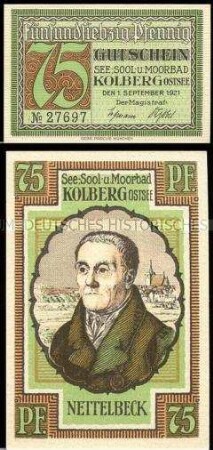 Kolberg, Notgeldserie Persönlichkeiten, 75 Pfennig