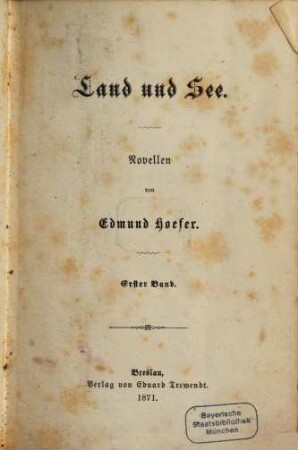 Land und See : Novellen, 1