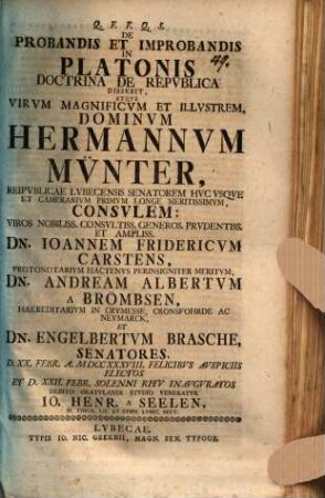 De probandis et improbandis in Platonis doctrina de republica