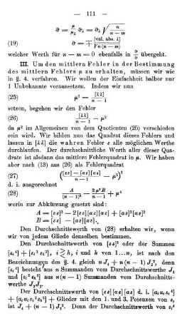 Mittlerer Fehler in der Bestimmung des mittlern Beobachtungsfehlers