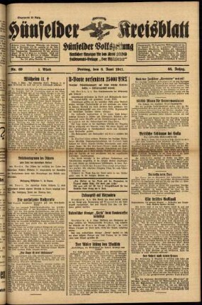 Erste Ausgabe vom Freitag, den 06. Juni 1941.