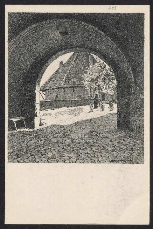409, Tübingen. Blick durch das Schlossportal.