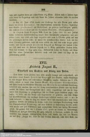 XVII. Friedrich August II. Churfürst von Sachsen und König von Polen