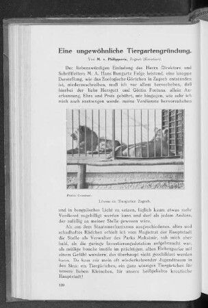 Eine ungewöhnliche Tiergartengründung.