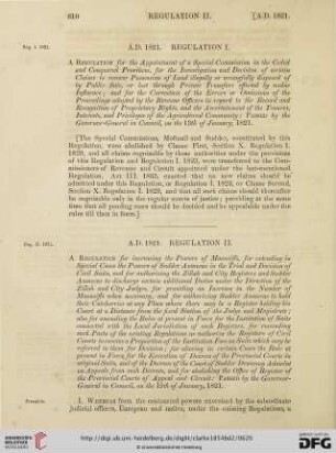 Regulations A.D. 1821-1825