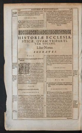 Historiae Ecclesiasticae Quam Tripartitam Vocant, Liber Nonus.