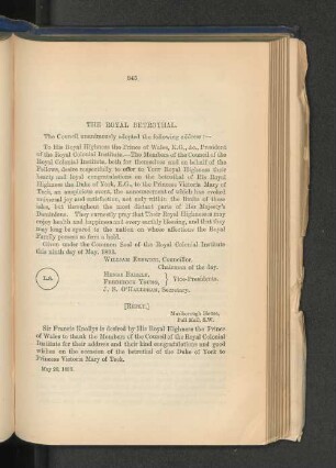 Betrothal of H.R.H. the Duke of York and Princess Victoria Mary of Teck.