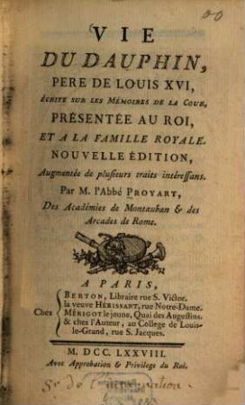 Vie du Dauphin père de Louis XVI
