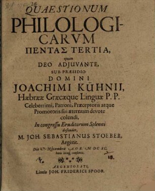 Quaestionum philologicarum pentas III.