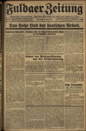Ausgabe vom Dienstag, den 01. Mai 1934.
