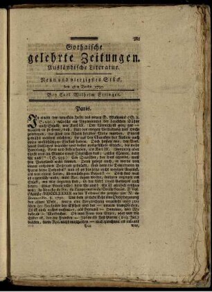 Neun und vierzigstes Stück, den 4ten Decbr. 1790.