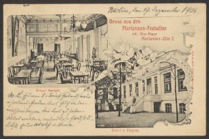 Ansichtskarte "Gruss aus den Mariannen-Festsälen", Mariannen-Ufer 2