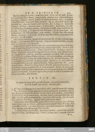 Sectio III. Ob quam rationem Filii processio dicatur, & verè sit generatio, Spiritus Sancti verò nec sit, nec dici possit.