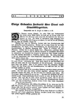 Einige Gedanken Herbarts über Staat und Staatsbürgertum