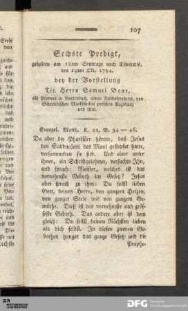 Sechste Predigt.