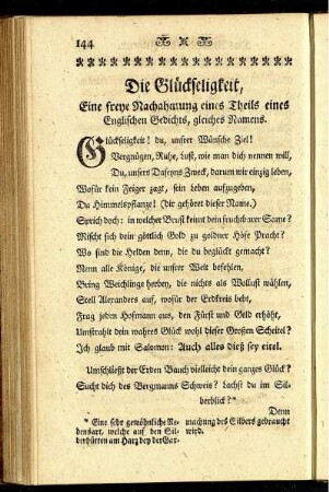 Die Glückseeligkeit.