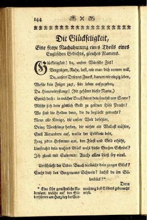 Die Glückseeligkeit.
