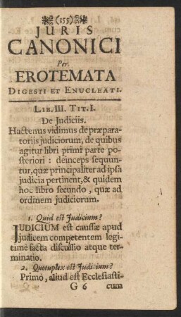 Iuris Canonici Per Erotemata Digesti Et Enucleati. Lib. III [Lib. II]