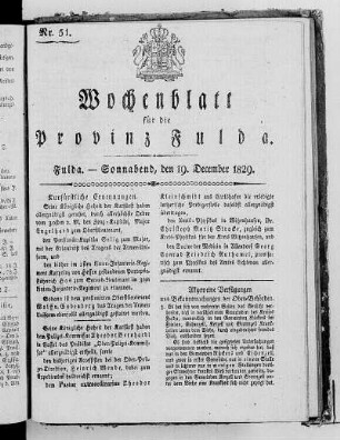 Nr. 51, Ausgabe vom 19. Dezember 1829