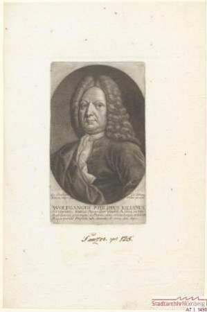 Wolfgang Philipp Kilian, Kupferstecher; geb. 1. Mai 1654; gest. 3. April 1732