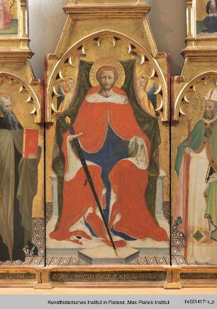 Thronender Heiliger Julian mit den Heiligen Antonius Abbas und Martin