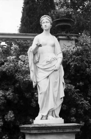 Mainau, Insel Mainau: Allegorie im Rosengarten, von hinten mit Rosen