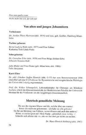 Metrisch gemeißelte Meinungen