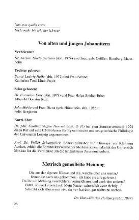 Metrisch gemeißelte Meinungen