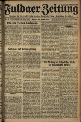Erste Ausgabe vom Sonntag, den 26. Januar 1930.