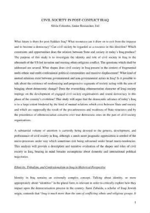 Civil society in post-conflict Iraq
